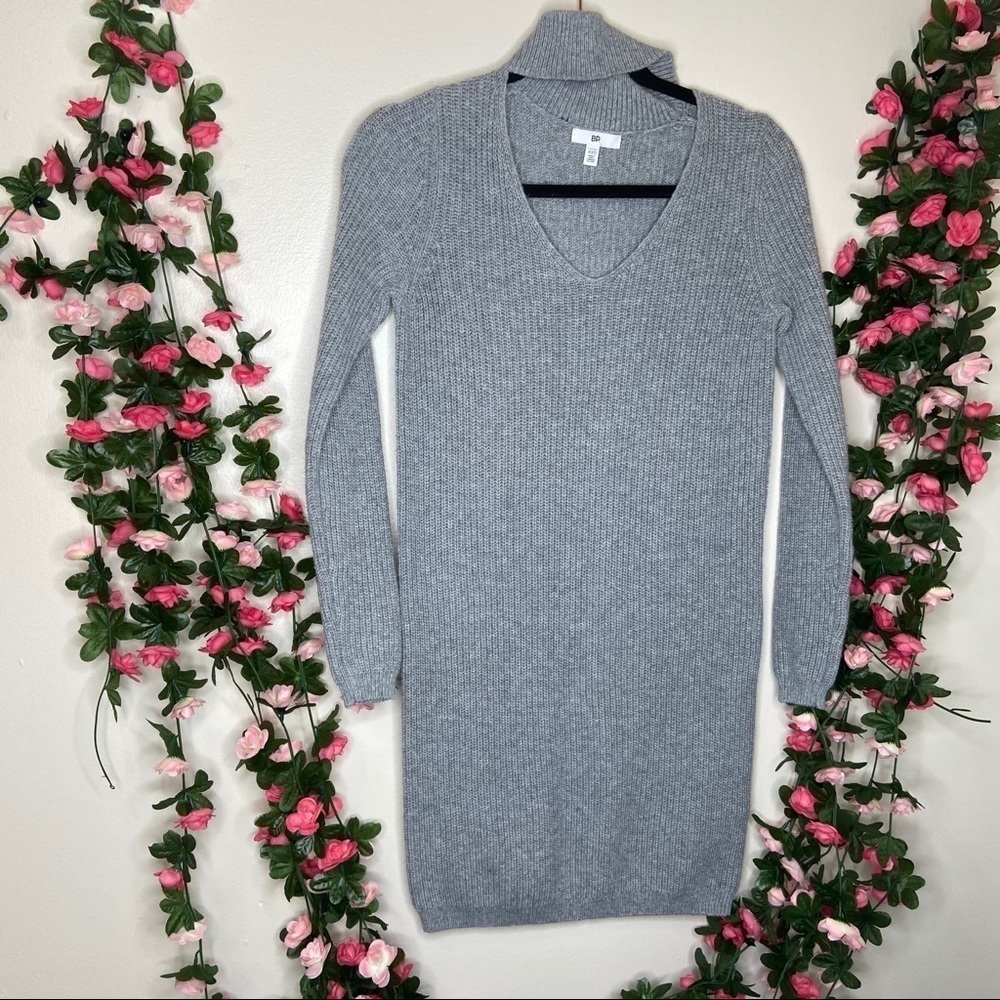 Bp. Light Gray Tunic Vneck Sweater Top Womens XXS Choker Neck